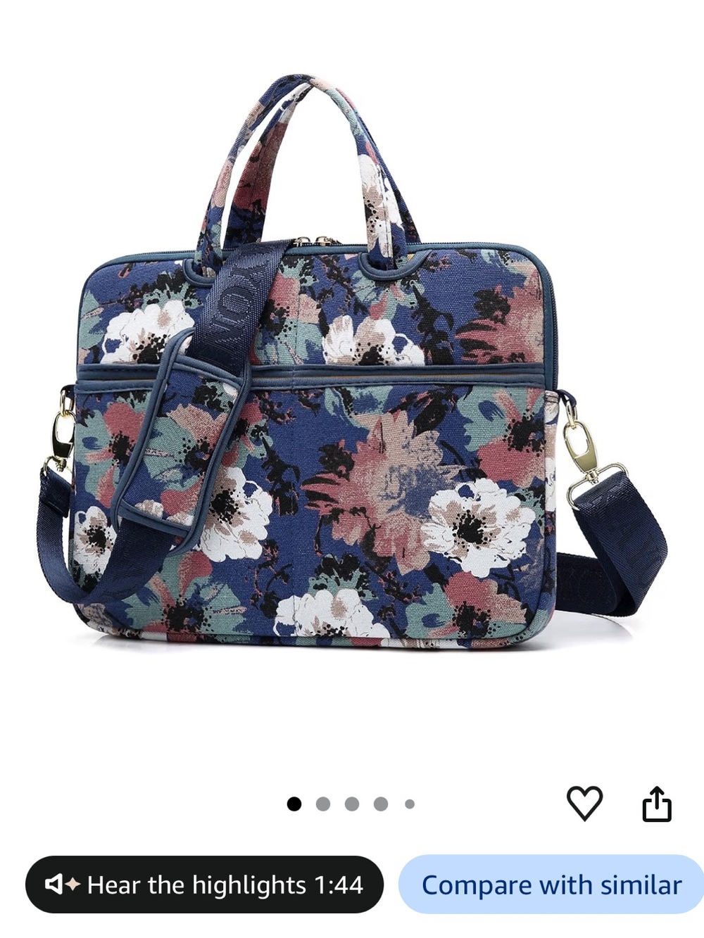 Floral Canvas Carryall Bag - Black Multi